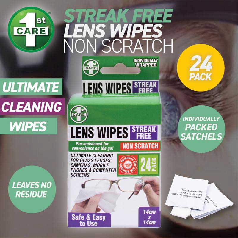 1st Care Lens Wipes Streak Free 24Pcs 57450