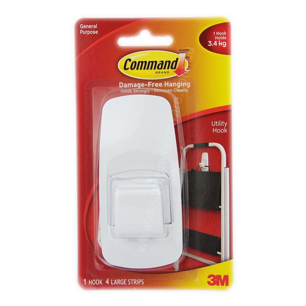 3M Command Damage-Free Hanging Jumbo Hook 1 Hooks 4 Strips 3.4Kg 17004ANZ