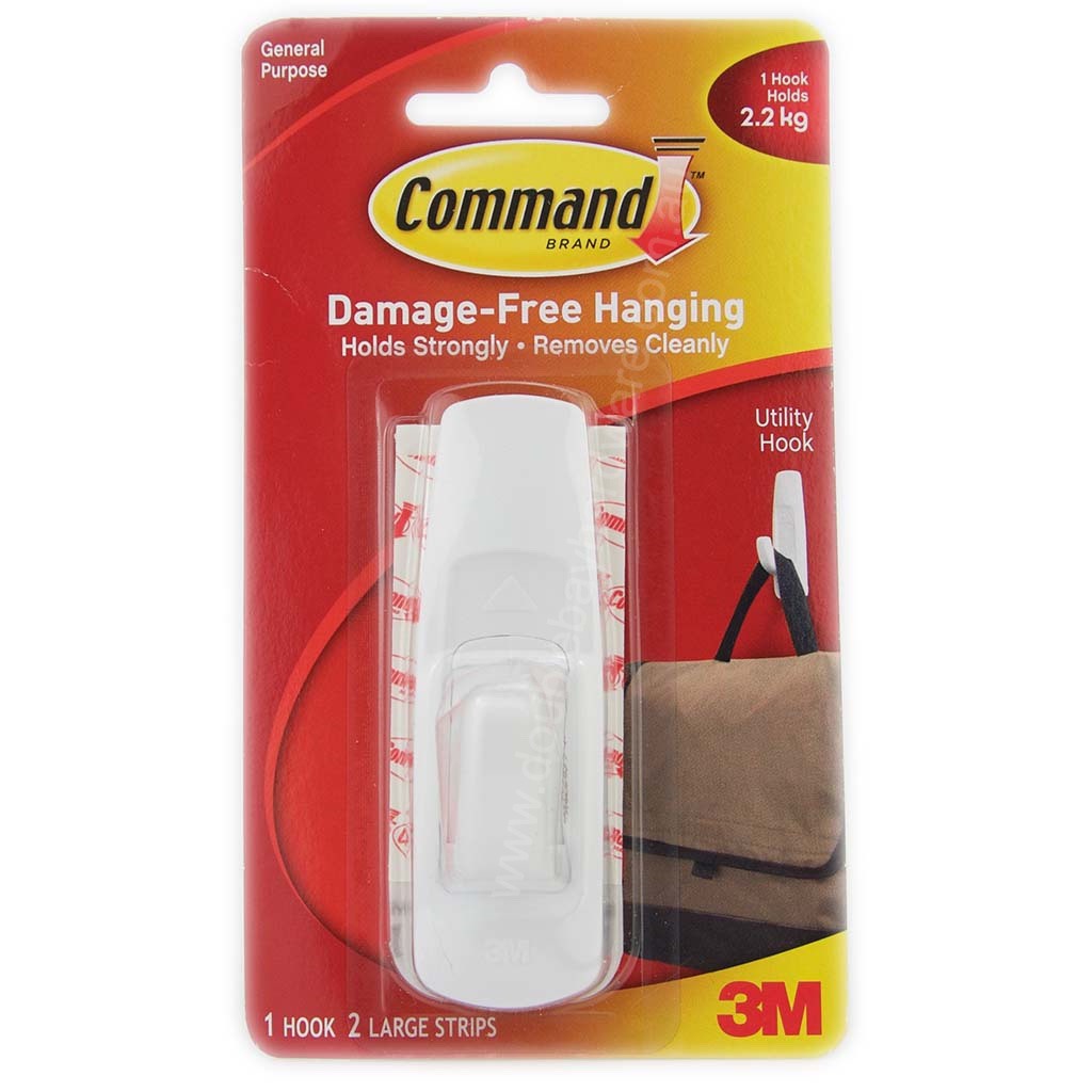 3M Command Damage-Free Hanging Large Hooks 1 Hooks 2 Strips 2.2Kg 17003ANZ