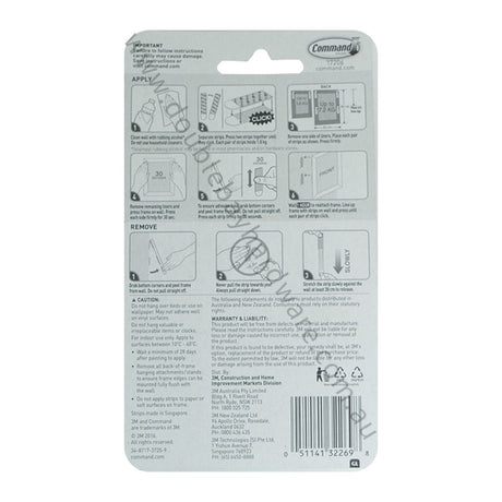 3M Command Damage-Free Hook 4 Sets Large Picture Hanging Strips 7.2Kg 17206