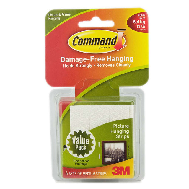 3M Command Damage-Free Hook Medium Picture Hanging Strips 4 Sets Up 5.4Kg 17204