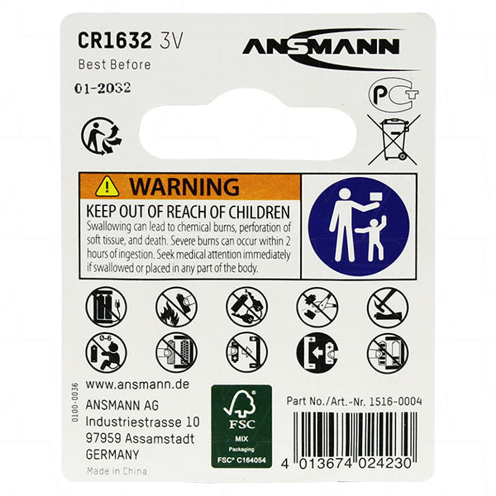 ANSMANN Lithium Battery 3V 120mAh CR1632