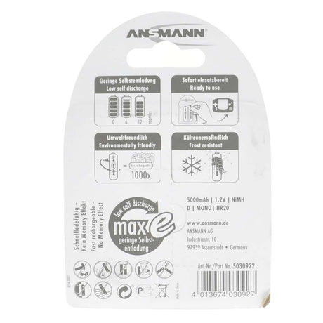 ANSMANN NiMH Rechargeable Battery 1.2V 5Ah D LR20