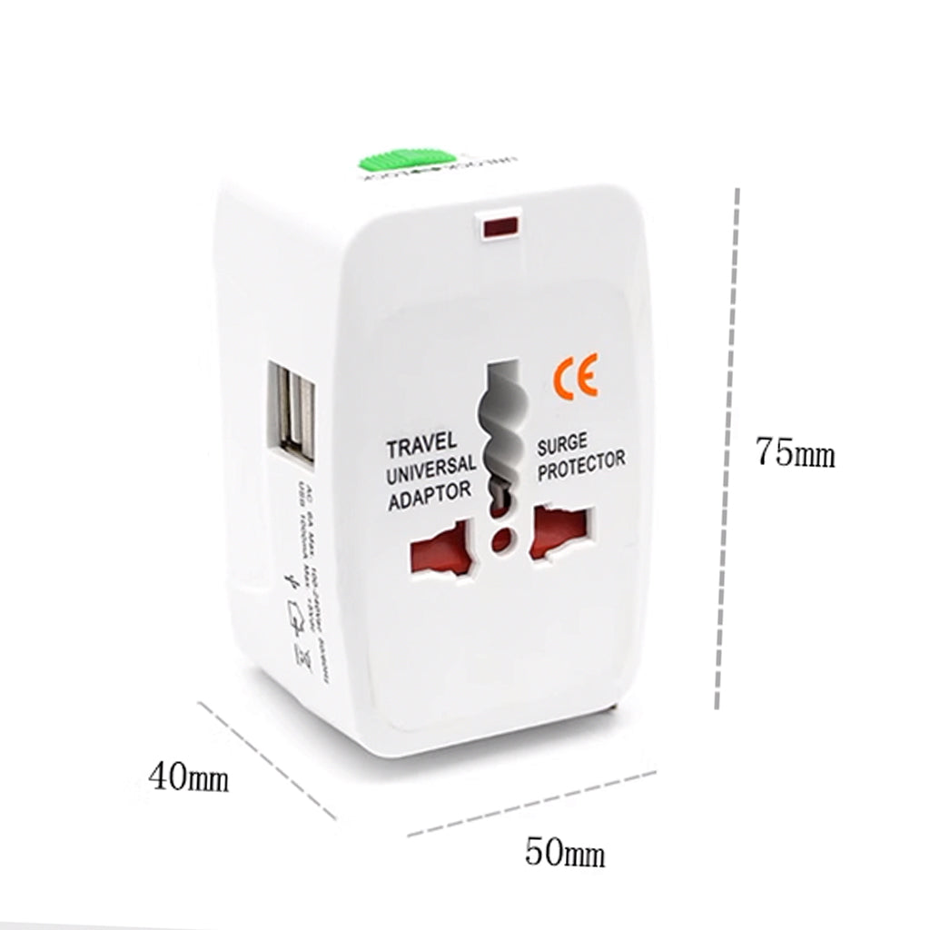 All in One Universal International Travel Adapter With 2 USB Ports