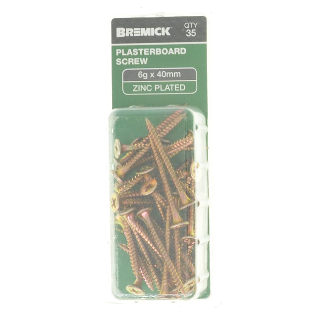 Bremick 6Gx40mm Bugle Plasterboard Screw Phillips Zinc Plated 35Pcs