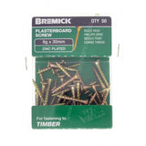 Bremick 8Gx30mm Bugle Plasterboard Screw Phillips Zinc Plated 50Pcs