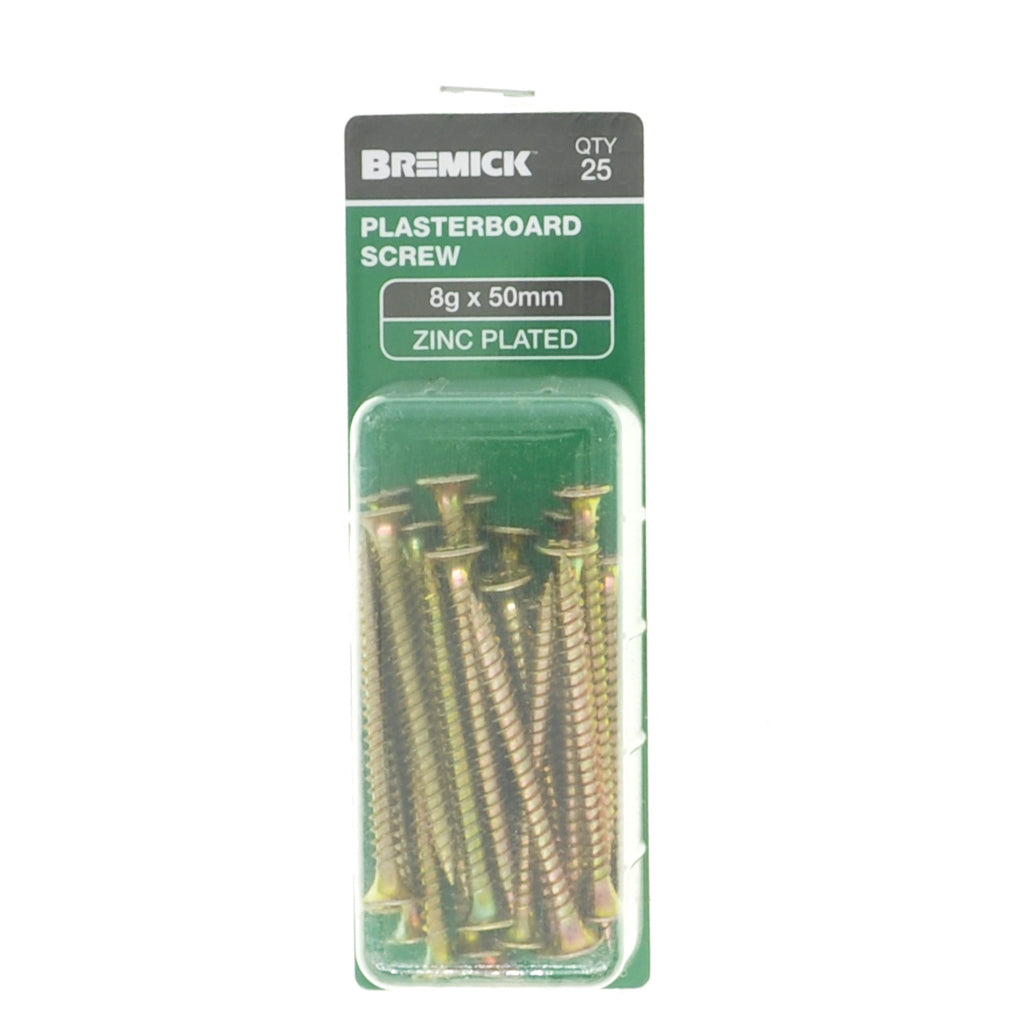 Bremick 8Gx50mm Bugle Plasterboard Screw Phillips Zinc Plated 25Pcs