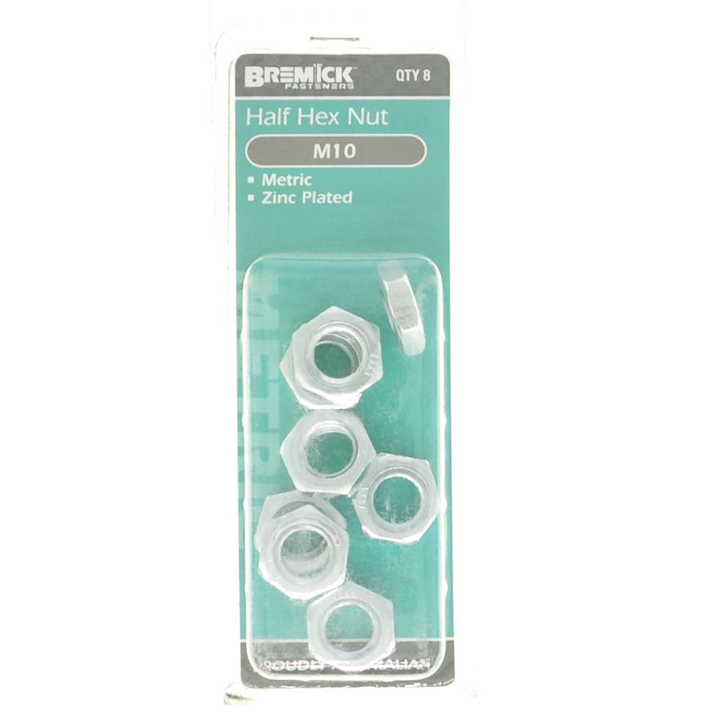 Bremick M10 Half Hex Nut Zinc 8Pcs NLKMZ1000P4