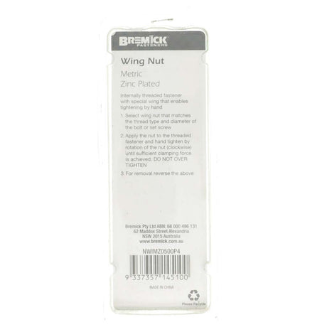 Bremick Wing Nut Zinc Plated M5 6Pcs NWIMZ0500P4