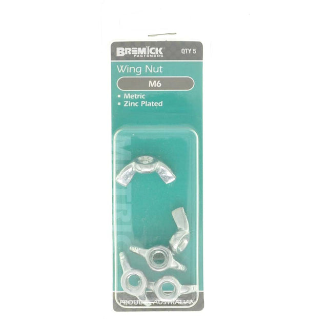 Bremick Wing Nut Zinc Plated M6 5Pcs NWIMZ0600P4