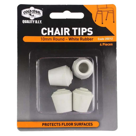 Cold Steel Chair Tips Rubber White Round 10mm 35012