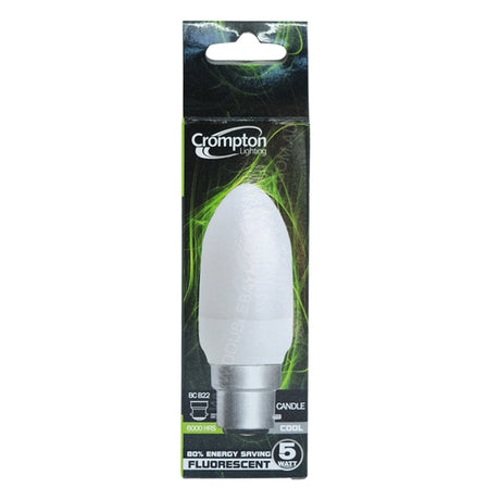 Crompton CCD5W Candle Light Bulb B22 240V 5W D/L 25523