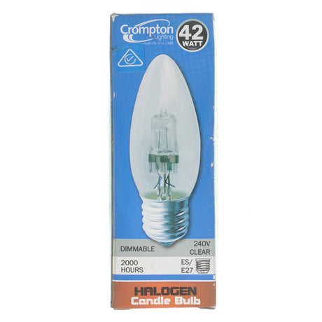 Crompton Candle Halogen Light Bulb E27 240V 42W Clear 27362