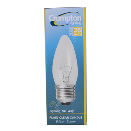 Crompton Candle Incandescent Light Bulb E27 240V 25W Clear 11073