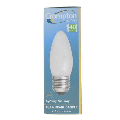 Crompton Candle Incandescent Light Bulb E27 240V 40W Pearl 11082