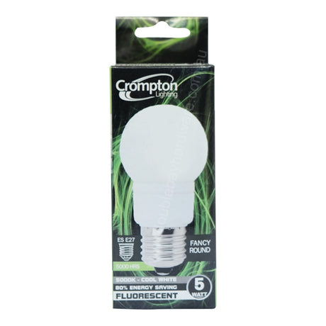 Crompton Fancy Round Energy Saving Light Bulb E27 240V 5W C/W 25541