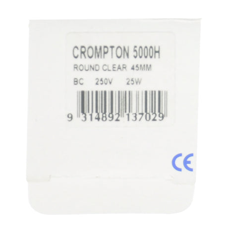 Crompton Fancy Round Incandescent Light Bulb B22 250V 25W Clear 