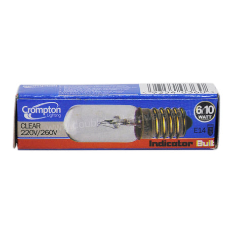 Crompton Incandescent Indicator Light Bulb E14 220V/260V 6/10W Clear 15216
