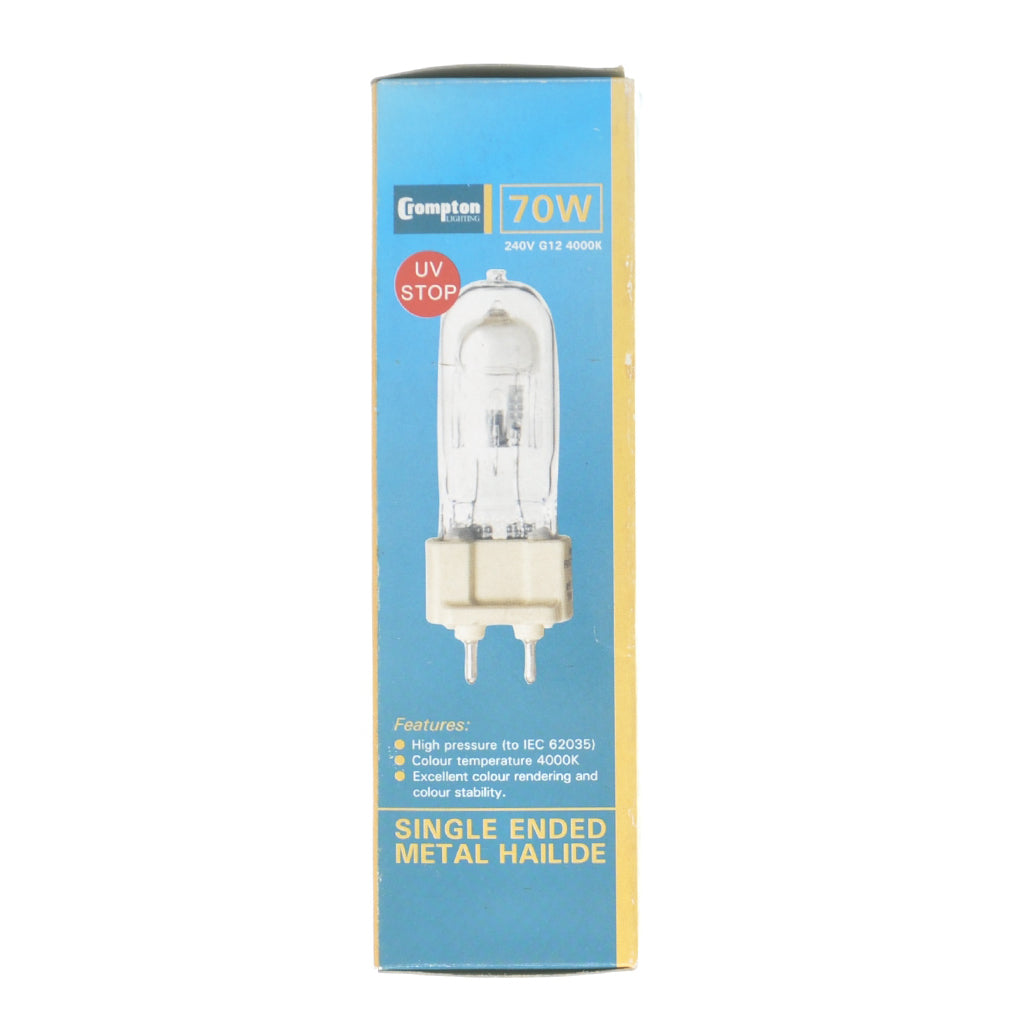 Crompton Metal Halide Tubular Single Ended Light Bulb G12 240V 70W C/W 24270