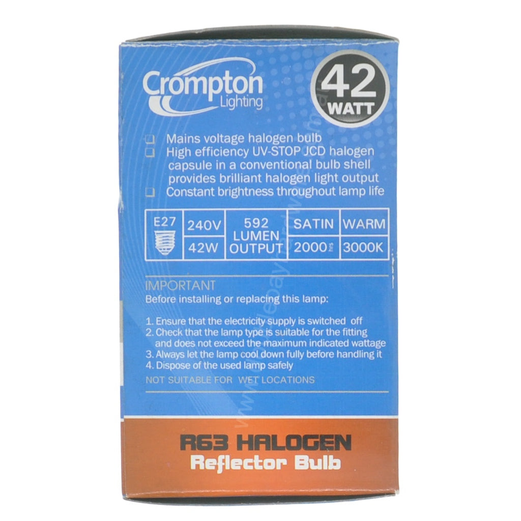 Crompton R64 Reflector Halogen Light Bulb E27 240V 42W 26004