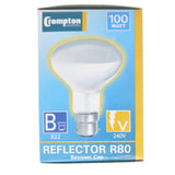 Crompton R80 Reflector Incandescent Light Bulb B22 240V 100W 10072