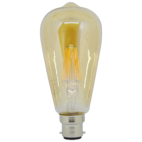 Crompton ST64 Filament LED Light Bulb B22 240V 6W W/W Amber 27696