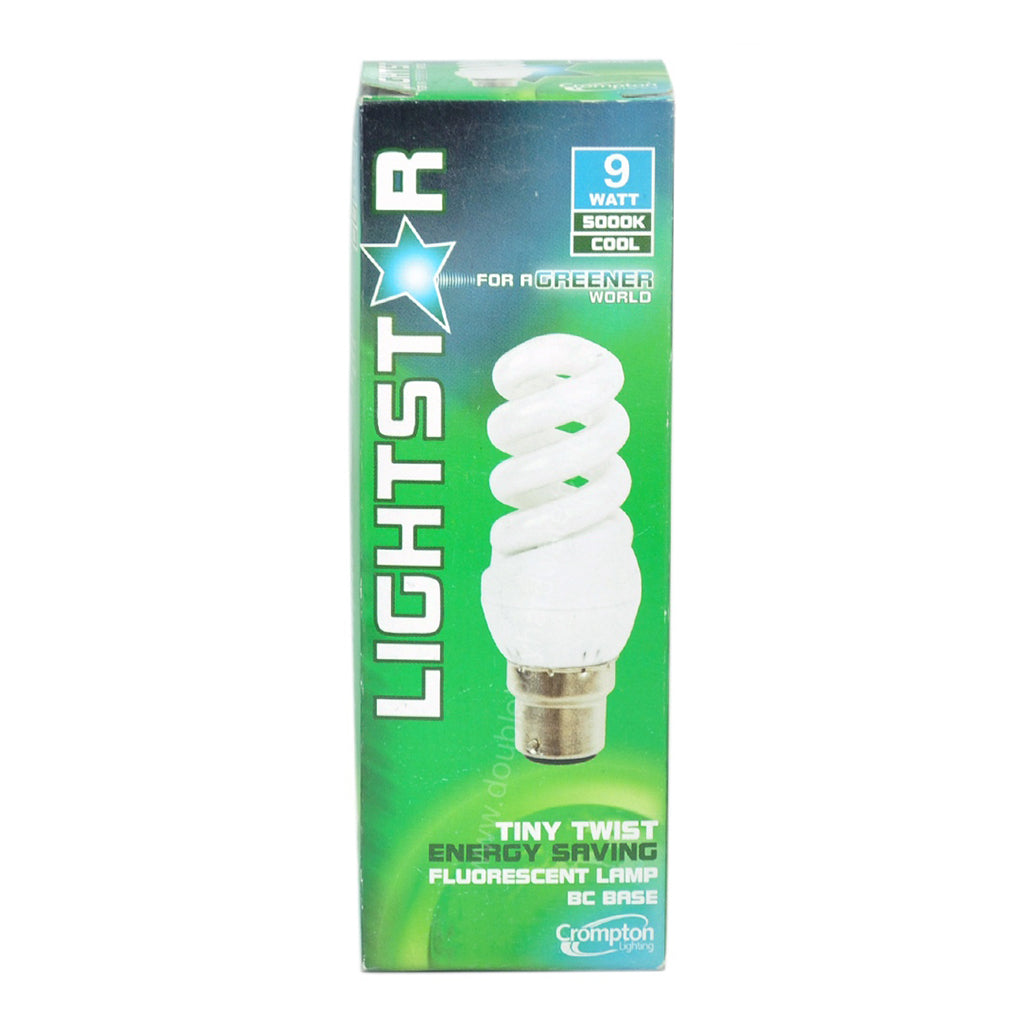 Crompton Tiny Twist Energy Saving Light Bulb B22 240V 9W C/W 25756