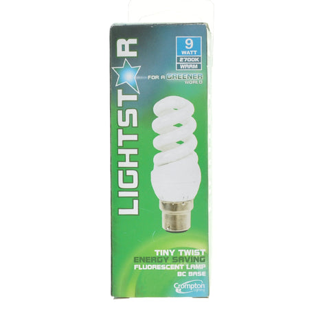 Crompton Tiny Twist Energy Saving Light Bulb B22 240V 9W W/W 25754