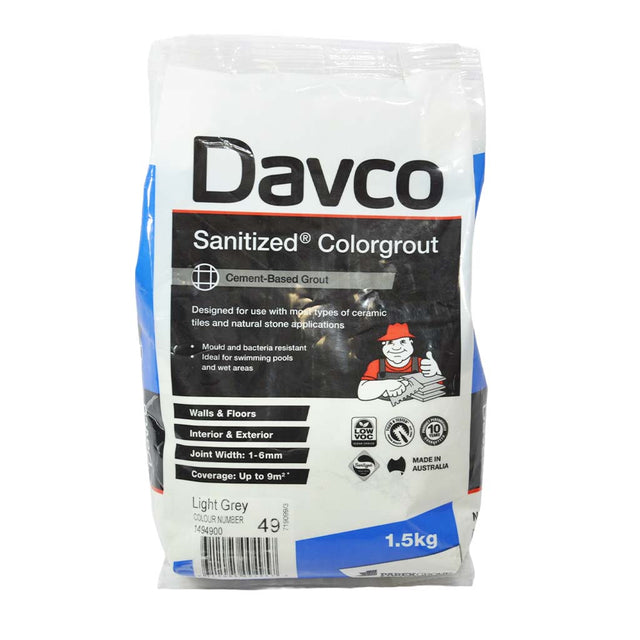 DAVCO Sanitized Colorgrout Light Grey 1.5Kg Interior & Exterior #49
