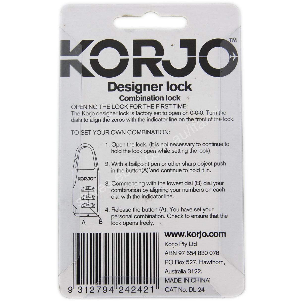 KORJO Designer Lock Combination Lock DL24