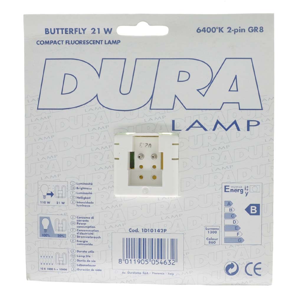 DURA 2D Butterfly Fluorescent Tube GR8 21W 860 2Pins