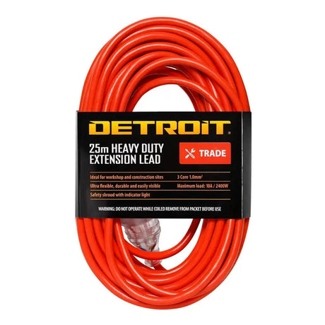 Detroit Trade Heavy Duty Extension Lead Orange 10A 25M DHDEL25M10AO