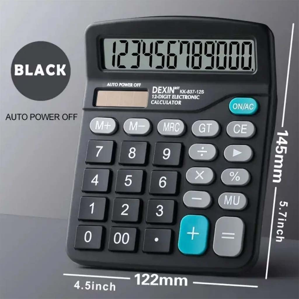 Dexin LCD Dual Solar Power 12 Digits Calculator