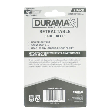 Duramax Retractable Badge Reels Extends 75cm HAR-583