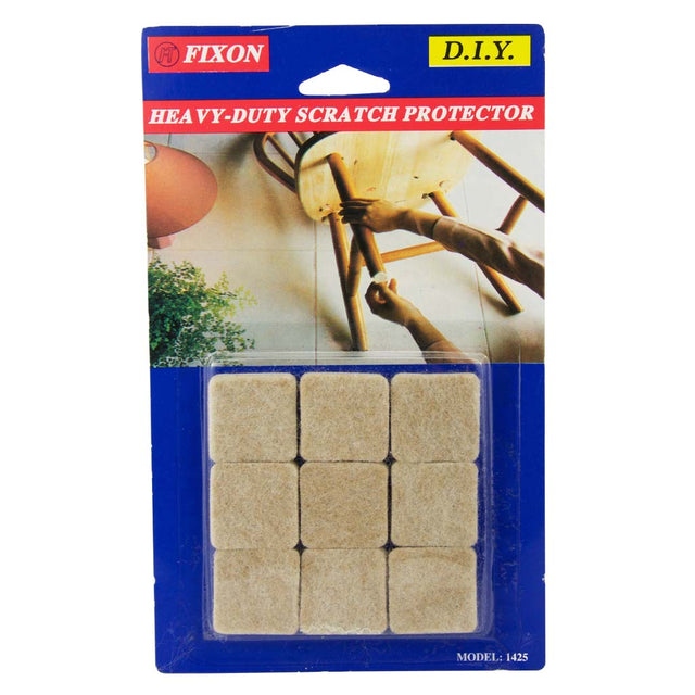 Fixon 27mm Beige Square Felt Furniture Adhesive Scratch Protector 9Pcs F1425