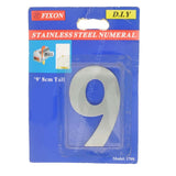 Fixon Stainless Steel Adhesive Number 9 Sign 8cm 1709