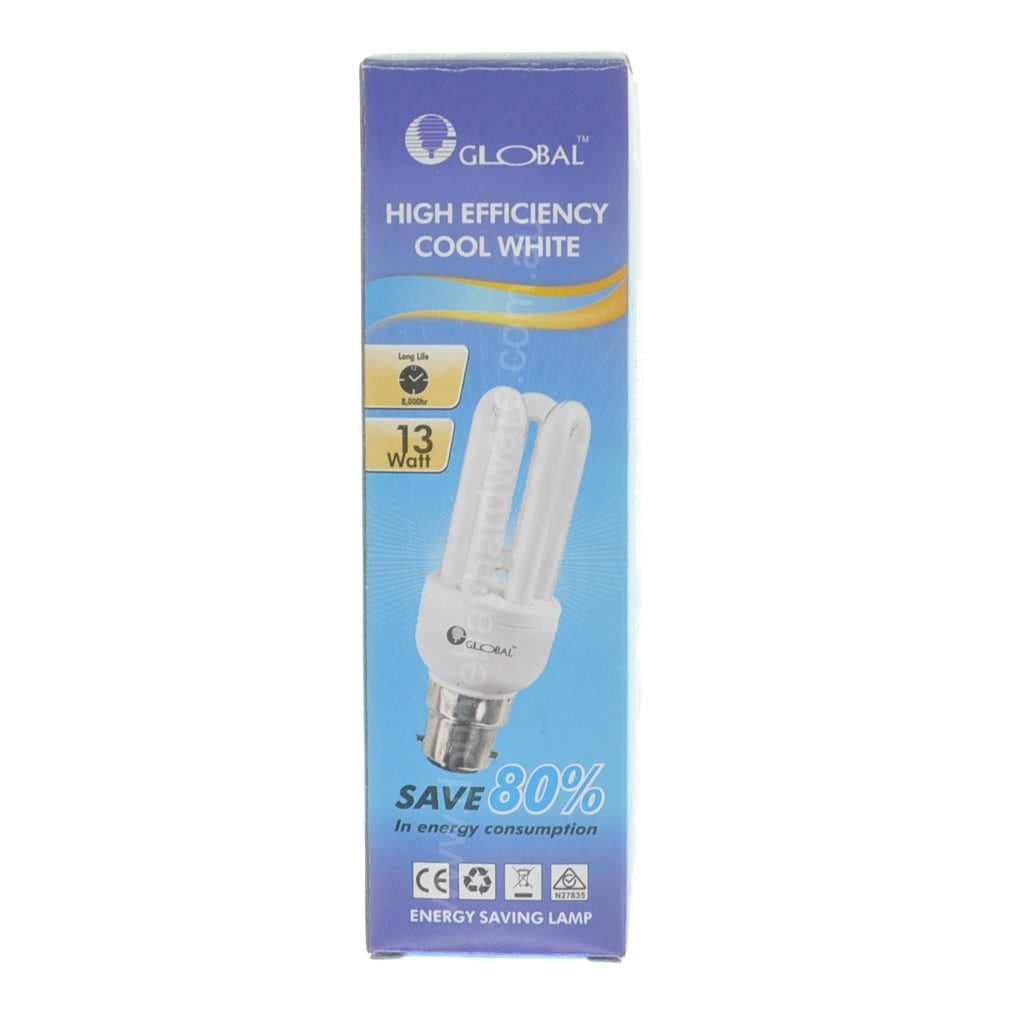 GLOBAL Energy Saving Light Bulb B22 240V 13W C/W 213228