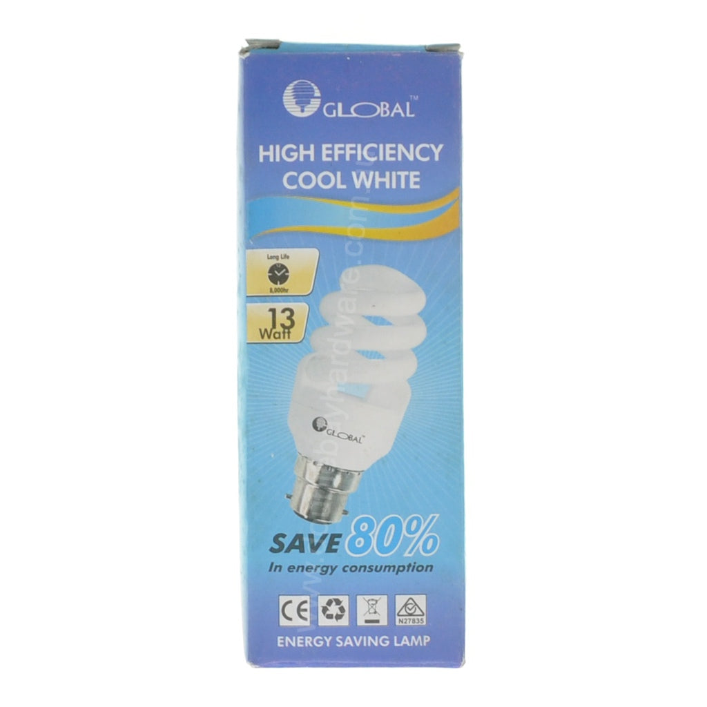 GLOBAL Energy Saving Light Bulb B22 240V 13W C/W