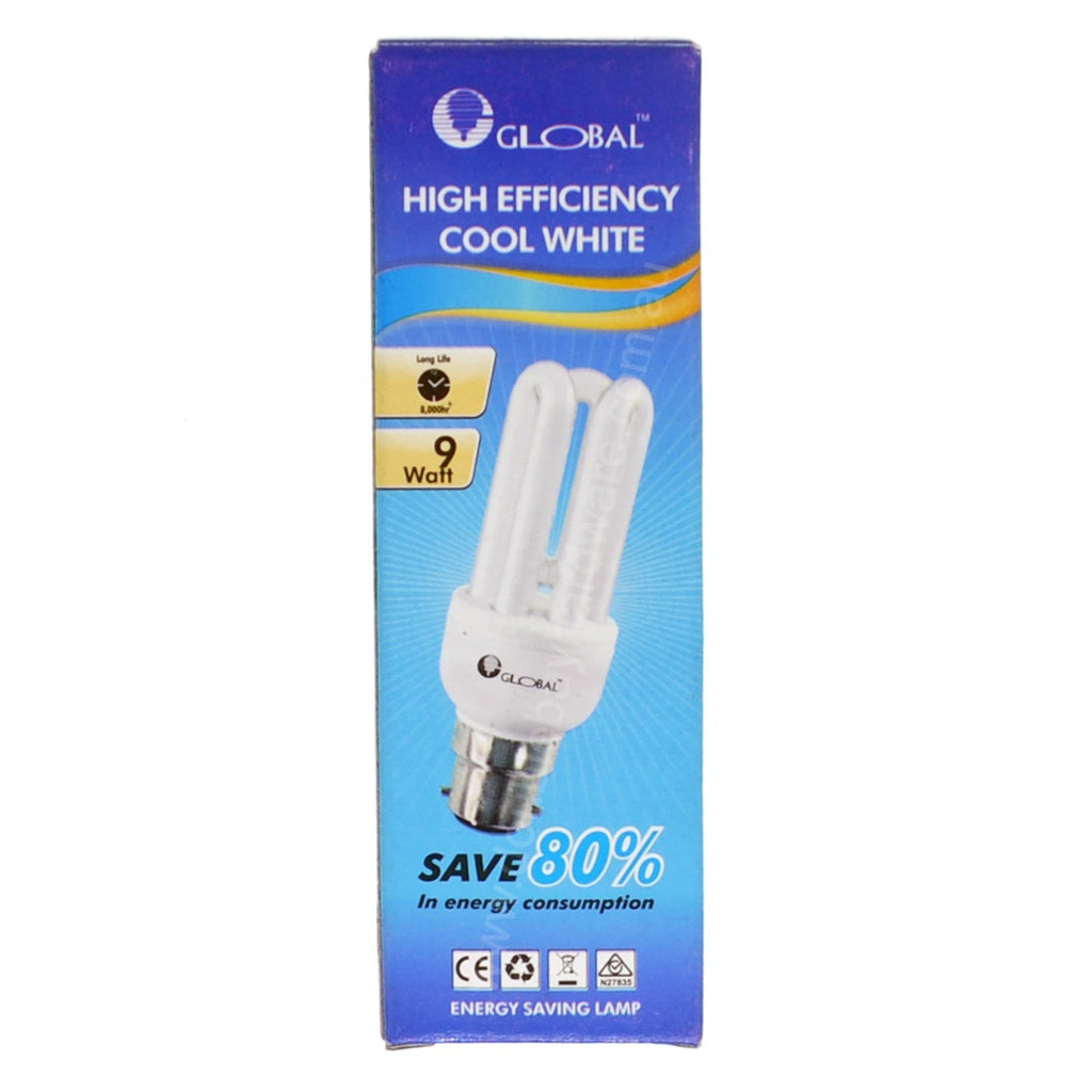 GLOBAL Energy Saving Light Bulb B22 240V 9W C/W