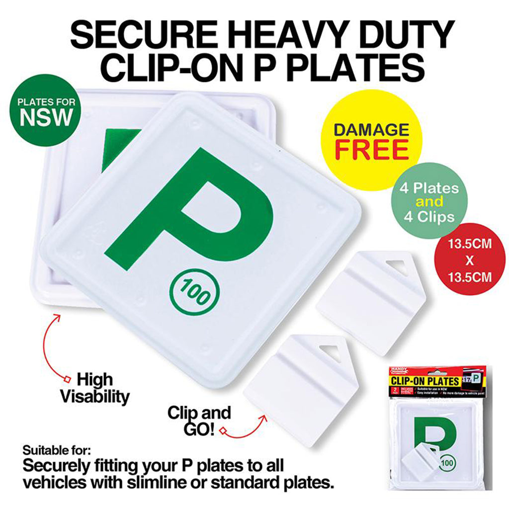 HANDY AUTOMOTIVE Clip-On Plates Green P NSW 220748