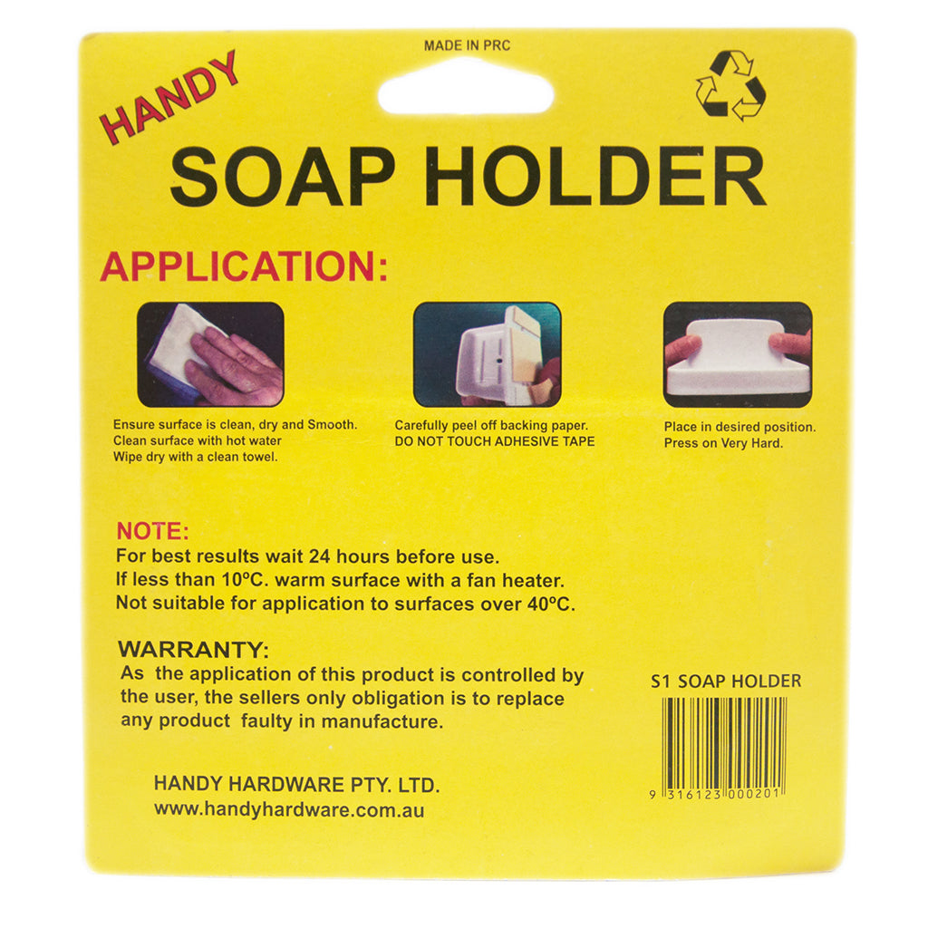 HANDY PRODUCT Plastic White Self Adhesive Soap Holder S1