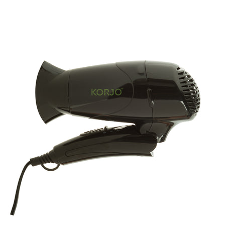 KORJO 1250W Dual Voltage Travel Foldaway Hair Dryer 2 Heat Settings HD80