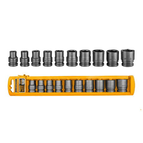 Ingco Impact Socket Set 1/2 Inch 10Pcs HKISSD12101