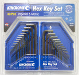 KINCROME 30 Pcs Hex Key Set Imperial & Metric HKW30