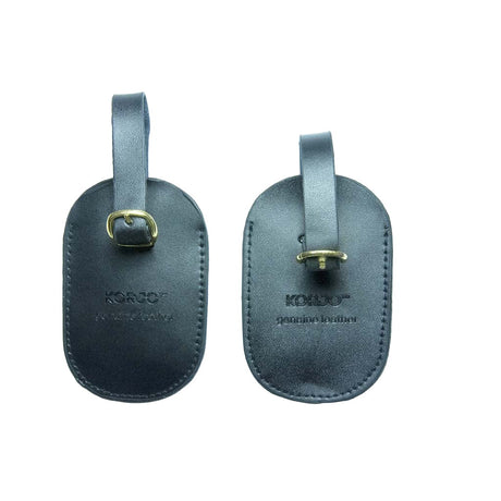 KORJO Black Leather Luggage Tags LT35