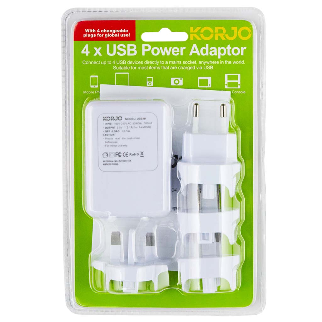 KORJO Worldwide 4Port USB Travel Adaptor USB 04