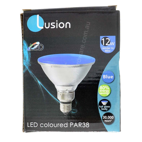 LUSION Colour PAR38 LED Light Bulb E27 240V 12W Blue 20826