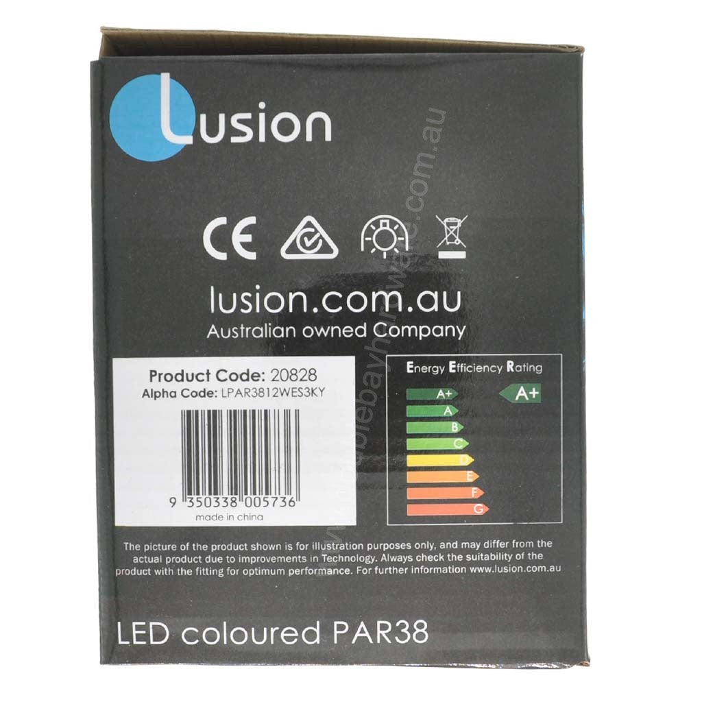 LUSION Colour PAR38 LED Light Bulb E27 240V 12W Yellow 20828