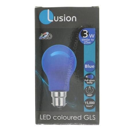 LUSION Coloured GLS LED Light Bulb B22 240V 3W Blue 20706