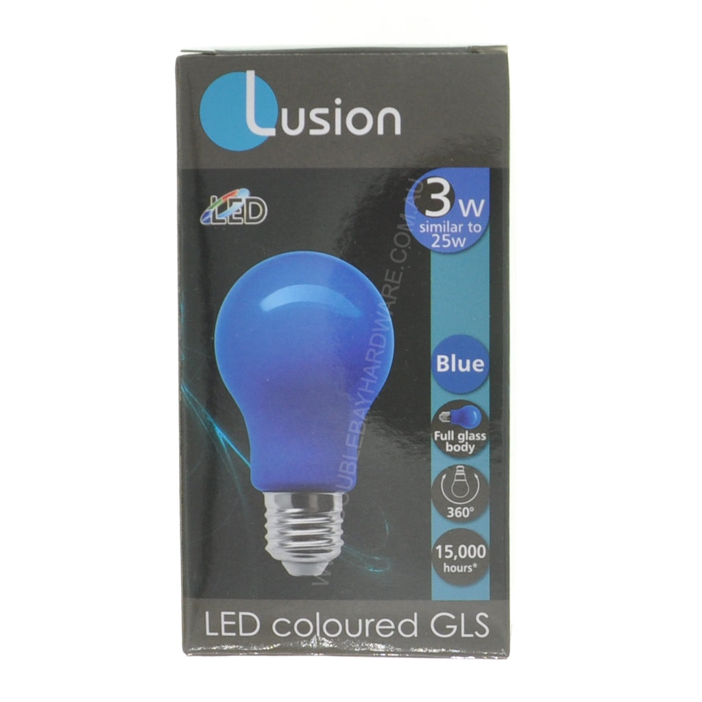 LUSION GLS Coloured LED Light Bulb E27 240V 3W Blue 20701